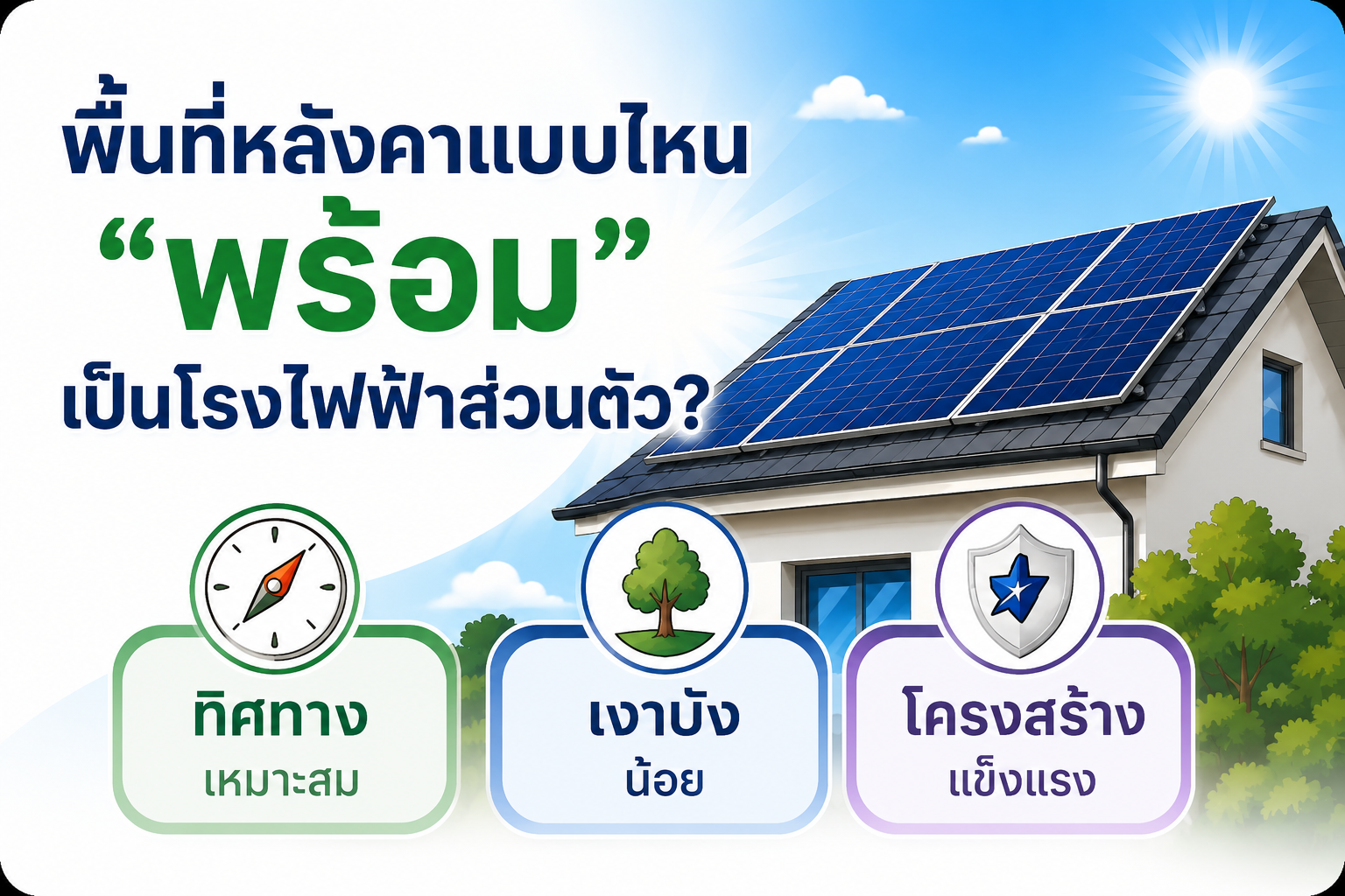 พื้นที่หลังคาแบบไหนที่ "พร้อม" เป็นโรงไฟฟ้าส่วนตัว?